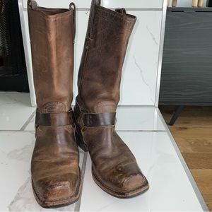 Frye Brown Leather Combat Boots